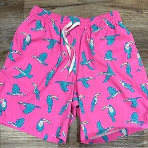 Chubbies Pink Tropical Bird Swim Shorts